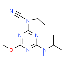 ChemSpider 2D Image | Ethyl[4-(isopropylamino)-6-methoxy-1,3,5-triazin-2-yl]cyanamide | C10H16N6O