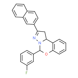 ChemSpider 2D Image | 5-(3-Fluorophenyl)-2-(2-naphthyl)-1,10b-dihydropyrazolo[1,5-c][1,3]benzoxazine | C26H19FN2O