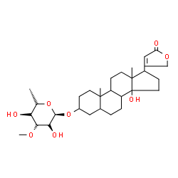 ChemSpider 2D Image | 3-[(6-Deoxy-3-O-methyl-beta-D-glucopyranosyl)oxy]-14-hydroxycard-20(22)-enolide | C30H46O8