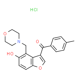 ChemSpider 2D Image | [5-Hydroxy-4-(4-morpholinylmethyl)-1-benzofuran-3-yl](4-methylphenyl)methanone hydrochloride (1:1) | C21H22ClNO4