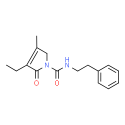 ChemSpider 2D Image | 3-Ethyl-4-methyl-2-oxo-N-phenethyl-2,5-dihydro-1H-pyrrole-1-carboxamide | C16H20N2O2