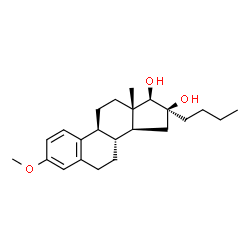ChemSpider 2D Image | 16-Butyl-3-methoxy-estra-1,3,5(10)-triene-16beta,17beta-diol | C23H34O3