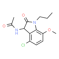 ChemSpider 2D Image | N-(4-Chloro-7-methoxy-2-oxo-1-propyl-2,3-dihydro-1H-indol-3-yl)acetamide | C14H17ClN2O3