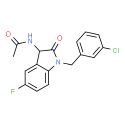 ChemSpider 2D Image | N-[1-(3-Chlorobenzyl)-5-fluoro-2-oxo-2,3-dihydro-1H-indol-3-yl]acetamide | C17H14ClFN2O2