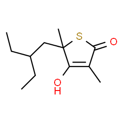 ChemSpider 2D Image | 5-(2-Ethylbutyl)-4-hydroxy-3,5-dimethyl-2(5H)-thiophenone | C12H20O2S