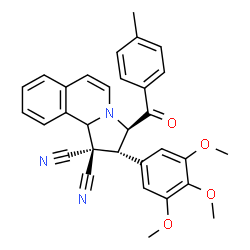 ChemSpider 2D Image | (2R,3R)-3-(4-Methylbenzoyl)-2-(3,4,5-trimethoxyphenyl)-2,3-dihydropyrrolo[2,1-a]isoquinoline-1,1(10bH)-dicarbonitrile | C31H27N3O4