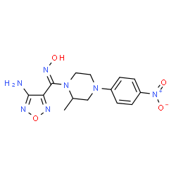 ChemSpider 2D Image | 4-{(Z)-(Hydroxyimino)[2-methyl-4-(4-nitrophenyl)-1-piperazinyl]methyl}-1,2,5-oxadiazol-3-amine | C14H17N7O4