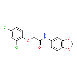 ChemSpider 2D Image | N-(1,3-Benzodioxol-5-yl)-2-(2,4-dichlorophenoxy)propanamide | C16H13Cl2NO4