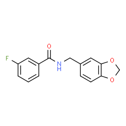 ChemSpider 2D Image | N-(1,3-Benzodioxol-5-ylmethyl)-3-fluorobenzamide | C15H12FNO3