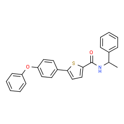 ChemSpider 2D Image | 5-(4-Phenoxyphenyl)-N-(1-phenylethyl)-2-thiophenecarboxamide | C25H21NO2S