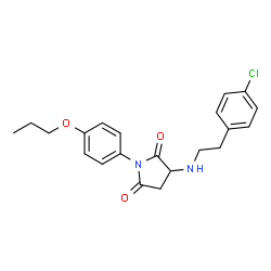 ChemSpider 2D Image | 3-{[2-(4-Chlorophenyl)ethyl]amino}-1-(4-propoxyphenyl)-2,5-pyrrolidinedione | C21H23ClN2O3
