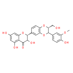 ChemSpider 2D Image | (2R)-3,5,7-Trihydroxy-2-[(2R)-3-(4-hydroxy-3-methoxyphenyl)-2-(hydroxymethyl)-2,3-dihydro-1,4-benzodioxin-6-yl]-2,3-dihydro-4H-chromen-4-one | C25H22O10