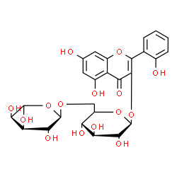ChemSpider 2D Image | 5,7-Dihydroxy-2-(2-hydroxyphenyl)-4-oxo-4H-chromen-3-yl 6-O-(6-deoxy-alpha-L-altropyranosyl)-beta-D-glucopyranoside | C27H30O15