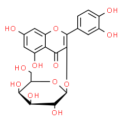 ChemSpider 2D Image | 2-(3,4-Dihydroxyphenyl)-5,7-dihydroxy-4-oxo-4H-chromen-3-yl beta-D-galactopyranoside | C21H20O12