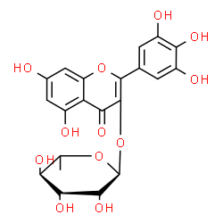 ChemSpider 2D Image | 5,7-Dihydroxy-4-oxo-2-(3,4,5-trihydroxyphenyl)-4H-chromen-3-yl 6-deoxy-alpha-L-mannopyranoside | C21H20O12