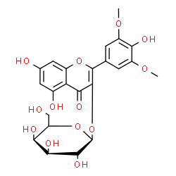 ChemSpider 2D Image | 5,7-Dihydroxy-2-(4-hydroxy-3,5-dimethoxyphenyl)-4-oxo-4H-chromen-3-yl beta-D-galactopyranoside | C23H24O13