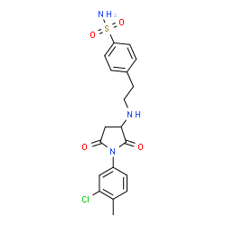 ChemSpider 2D Image | 4-(2-{[1-(3-Chloro-4-methylphenyl)-2,5-dioxo-3-pyrrolidinyl]amino}ethyl)benzenesulfonamide | C19H20ClN3O4S