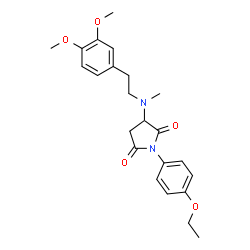ChemSpider 2D Image | 3-{[2-(3,4-Dimethoxyphenyl)ethyl](methyl)amino}-1-(4-ethoxyphenyl)-2,5-pyrrolidinedione | C23H28N2O5