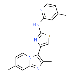 ChemSpider 2D Image | N-[4-(2,7-Dimethylimidazo[1,2-a]pyridin-3-yl)-1,3-thiazol-2-yl]-4-methyl-2-pyridinamine | C18H17N5S