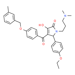 ChemSpider 2D Image | 1-[3-(Dimethylamino)propyl]-5-(4-ethoxyphenyl)-3-hydroxy-4-{4-[(3-methylbenzyl)oxy]benzoyl}-1,5-dihydro-2H-pyrrol-2-one | C32H36N2O5