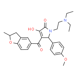 ChemSpider 2D Image | 1-[2-(Diethylamino)ethyl]-3-hydroxy-5-(4-methoxyphenyl)-4-[(2-methyl-2,3-dihydro-1-benzofuran-5-yl)carbonyl]-1,5-dihydro-2H-pyrrol-2-one | C27H32N2O5