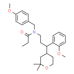 ChemSpider 2D Image | N-[3-(2,2-Dimethyltetrahydro-2H-pyran-4-yl)-3-(2-methoxyphenyl)propyl]-N-(4-methoxybenzyl)propanamide | C28H39NO4
