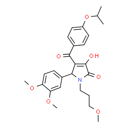 ChemSpider 2D Image | 5-(3,4-Dimethoxyphenyl)-3-hydroxy-4-(4-isopropoxybenzoyl)-1-(3-methoxypropyl)-1,5-dihydro-2H-pyrrol-2-one | C26H31NO7