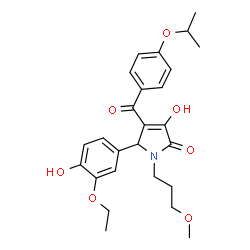 ChemSpider 2D Image | 5-(3-Ethoxy-4-hydroxyphenyl)-3-hydroxy-4-(4-isopropoxybenzoyl)-1-(3-methoxypropyl)-1,5-dihydro-2H-pyrrol-2-one | C26H31NO7