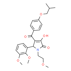 ChemSpider 2D Image | 5-(2,3-Dimethoxyphenyl)-3-hydroxy-4-(4-isobutoxybenzoyl)-1-(2-methoxyethyl)-1,5-dihydro-2H-pyrrol-2-one | C26H31NO7