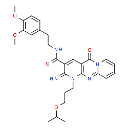 ChemSpider 2D Image | N-[2-(3,4-Dimethoxyphenyl)ethyl]-2-imino-1-(3-isopropoxypropyl)-5-oxo-1,5-dihydro-2H-dipyrido[1,2-a:2',3'-d]pyrimidine-3-carboxamide | C28H33N5O5