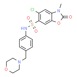 ChemSpider 2D Image | 5-Chloro-3-methyl-N-[4-(4-morpholinylmethyl)phenyl]-2-oxo-2,3-dihydro-1,3-benzoxazole-6-sulfonamide | C19H20ClN3O5S