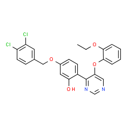 ChemSpider 2D Image | 5-[(3,4-Dichlorobenzyl)oxy]-2-[5-(2-ethoxyphenoxy)-4-pyrimidinyl]phenol | C25H20Cl2N2O4