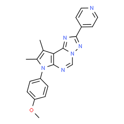 ChemSpider 2D Image | 7-(4-Methoxyphenyl)-8,9-dimethyl-2-(4-pyridinyl)-7H-pyrrolo[3,2-e][1,2,4]triazolo[1,5-c]pyrimidine | C21H18N6O