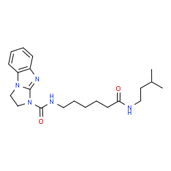 ChemSpider 2D Image | N-{6-[(3-Methylbutyl)amino]-6-oxohexyl}-2,3-dihydro-1H-imidazo[1,2-a]benzimidazole-1-carboxamide | C21H31N5O2