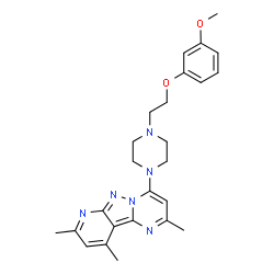 ChemSpider 2D Image | 4-{4-[2-(3-Methoxyphenoxy)ethyl]-1-piperazinyl}-2,8,10-trimethylpyrido[2',3':3,4]pyrazolo[1,5-a]pyrimidine | C25H30N6O2