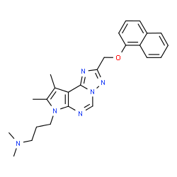 ChemSpider 2D Image | 3-{8,9-Dimethyl-2-[(1-naphthyloxy)methyl]-7H-pyrrolo[3,2-e][1,2,4]triazolo[1,5-c]pyrimidin-7-yl}-N,N-dimethyl-1-propanamine | C25H28N6O