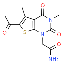 ChemSpider 2D Image | 2-(6-Acetyl-3,5-dimethyl-2,4-dioxo-3,4-dihydrothieno[2,3-d]pyrimidin-1(2H)-yl)acetamide | C12H13N3O4S