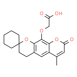 ChemSpider 2D Image | [(6'-Methyl-8'-oxo-3',4'-dihydro-8'H-spiro[cyclohexane-1,2'-pyrano[3,2-g]chromen]-10'-yl)oxy]acetic acid | C20H22O6