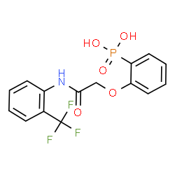 ChemSpider 2D Image | [2-(2-Oxo-2-{[2-(trifluoromethyl)phenyl]amino}ethoxy)phenyl]phosphonic acid | C15H13F3NO5P