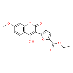 ChemSpider 2D Image | Ethyl 5-(4-hydroxy-7-methoxy-2-oxo-2H-chromen-3-yl)-2-furoate | C17H14O7