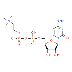 ChemSpider 2D Image | 5'-O-[Hydroxy({[2-(trimethylammonio)ethoxy]phosphinato}oxy)phosphoryl]cytidine | C14H26N4O11P2