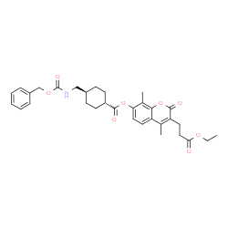 ChemSpider 2D Image | 3-(3-Ethoxy-3-oxopropyl)-4,8-dimethyl-2-oxo-2H-chromen-7-yl trans-4-({[(benzyloxy)carbonyl]amino}methyl)cyclohexanecarboxylate | C32H37NO8