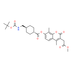 ChemSpider 2D Image | 3-(2-Methoxy-2-oxoethyl)-4,8-dimethyl-2-oxo-2H-chromen-7-yl trans-4-[({[(2-methyl-2-propanyl)oxy]carbonyl}amino)methyl]cyclohexanecarboxylate | C27H35NO8