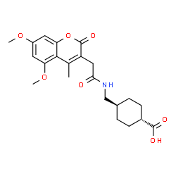 ChemSpider 2D Image | trans-4-({[(5,7-Dimethoxy-4-methyl-2-oxo-2H-chromen-3-yl)acetyl]amino}methyl)cyclohexanecarboxylic acid | C22H27NO7