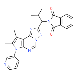 ChemSpider 2D Image | 2-{1-[8,9-Dimethyl-7-(3-pyridinyl)-7H-pyrrolo[3,2-e][1,2,4]triazolo[1,5-c]pyrimidin-2-yl]-2-methylpropyl}-1H-isoindole-1,3(2H)-dione | C26H23N7O2