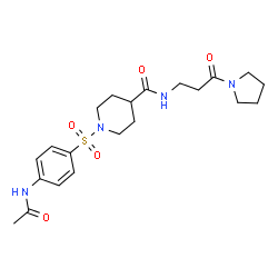 ChemSpider 2D Image | 1-[(4-Acetamidophenyl)sulfonyl]-N-[3-oxo-3-(1-pyrrolidinyl)propyl]-4-piperidinecarboxamide | C21H30N4O5S