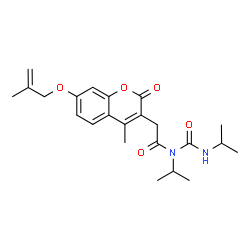 ChemSpider 2D Image | N-Isopropyl-N-(isopropylcarbamoyl)-2-{4-methyl-7-[(2-methyl-2-propen-1-yl)oxy]-2-oxo-2H-chromen-3-yl}acetamide | C23H30N2O5