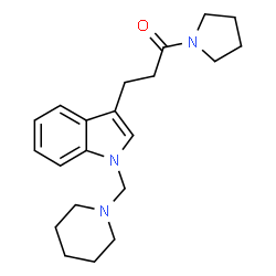 ChemSpider 2D Image | 3-[1-(1-Piperidinylmethyl)-1H-indol-3-yl]-1-(1-pyrrolidinyl)-1-propanone | C21H29N3O