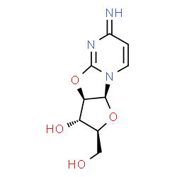 ChemSpider 2D Image | (2S,3S,3aR,9aS)-2-(Hydroxymethyl)-6-imino-2,3,3a,9a-tetrahydro-6H-furo[2',3':4,5][1,3]oxazolo[3,2-a]pyrimidin-3-ol | C9H11N3O4