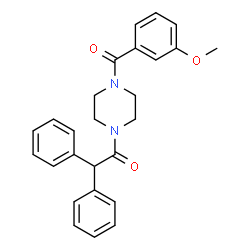 ChemSpider 2D Image | 1-[4-(3-Methoxybenzoyl)-1-piperazinyl]-2,2-diphenylethanone | C26H26N2O3